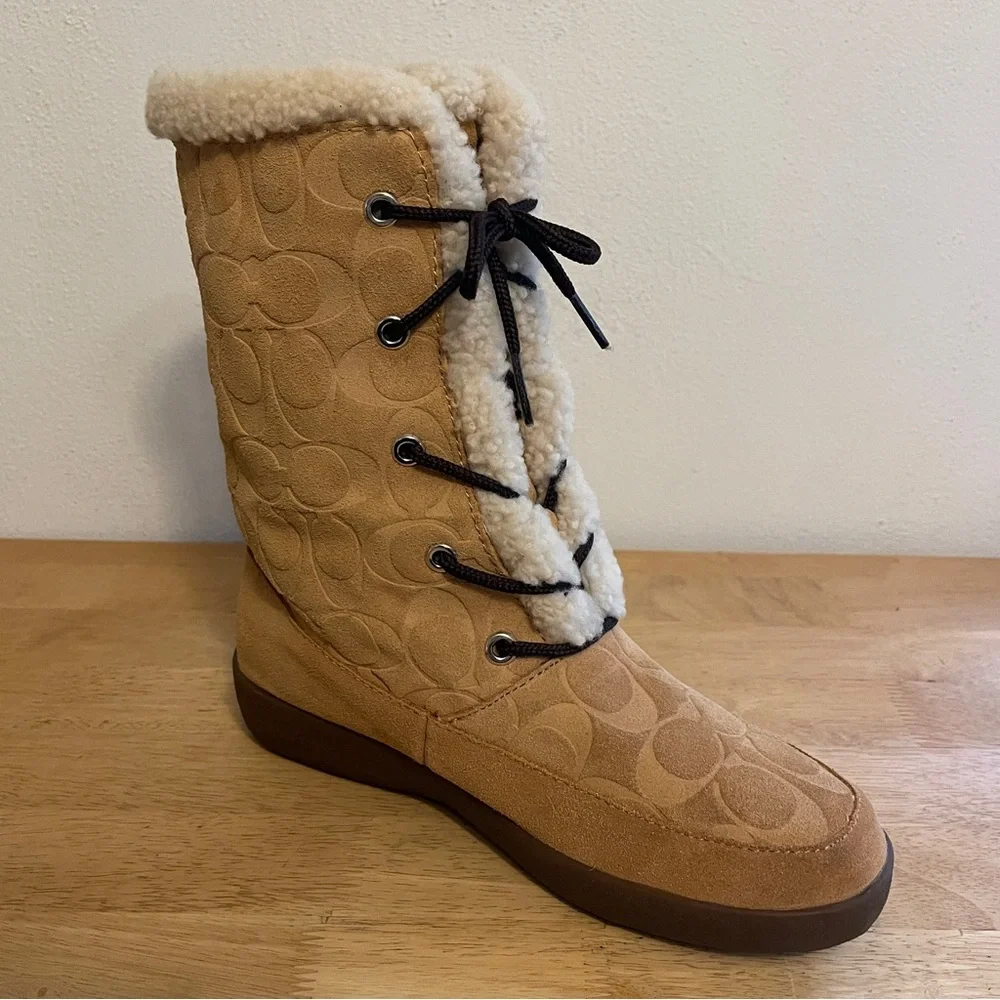 Coach Shearling Tuesday Suede Boots Size 7